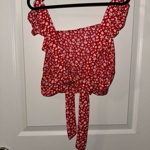 SHEIN Floral Crop Top Tie in the Back